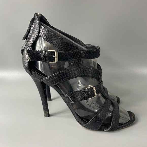 Giusuppe Zanotti Black python Gladiator Strappy Heels Sandals, Size 38.5 - Picture 2 of 13